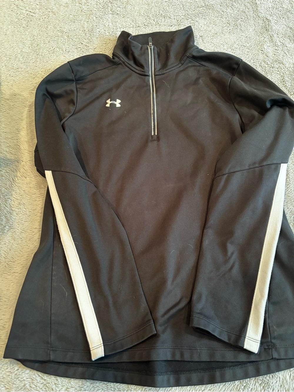 Under Armour Women’s Black Half-Zip Sweatshirt with White Stripes